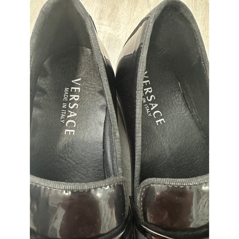 Versace Men's Black Cherry Ombre Patent Leather Medusa Loafers Italy sz 44 us 10 - Picture 7 of 12